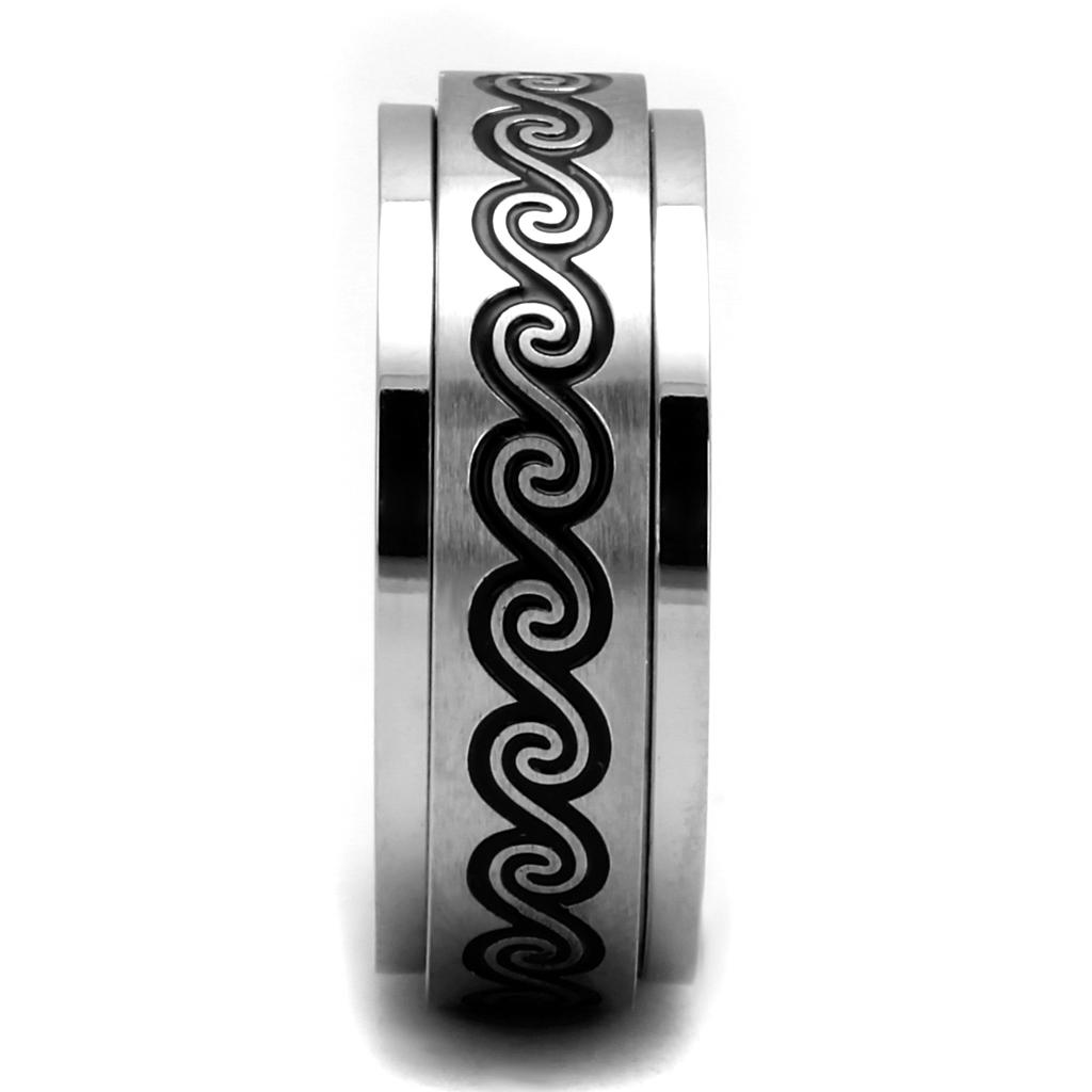 TK2930 - High polished (no plating) Stainless Steel Ring with Epoxy  in Jet-3
