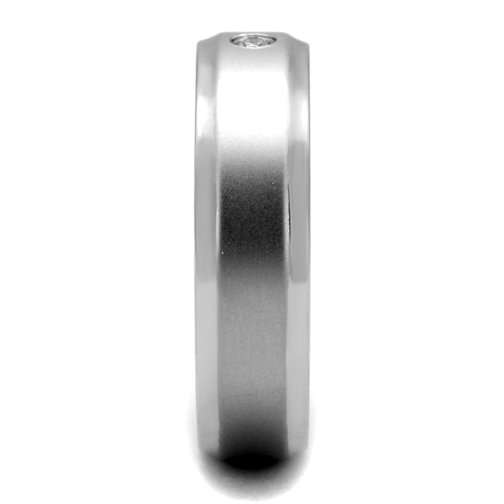 TK2934 - High polished (no plating) Stainless Steel Ring with AAA Grade CZ  in Clear-3