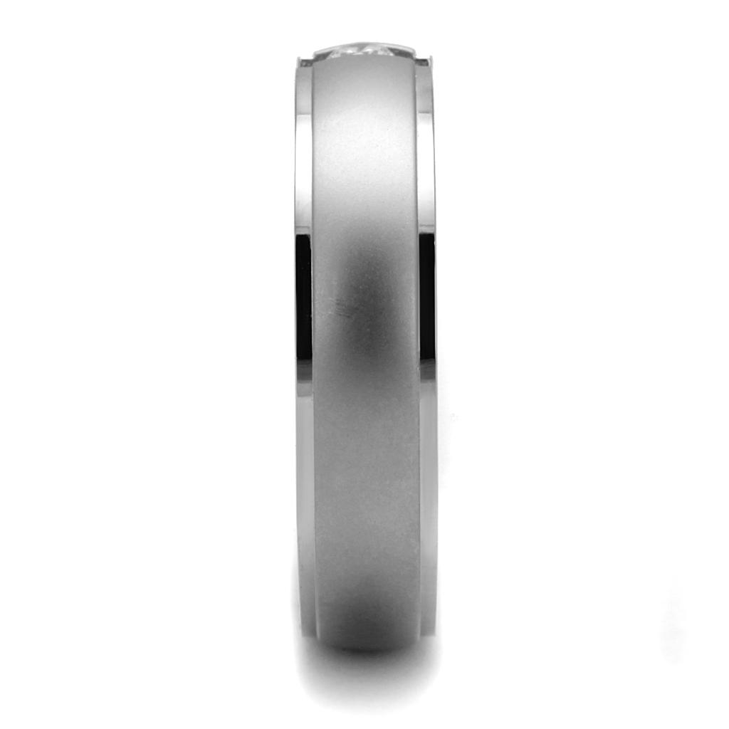 TK2935 - High polished (no plating) Stainless Steel Ring with AAA Grade CZ  in Clear-3