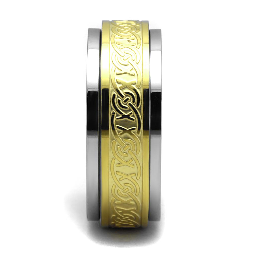 TK2939 - Two-Tone IP Gold (Ion Plating) Stainless Steel Ring with No Stone-3