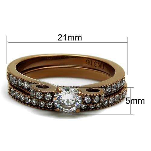 TK2955 - IP Coffee light Stainless Steel Ring with AAA Grade CZ  in Clear-1