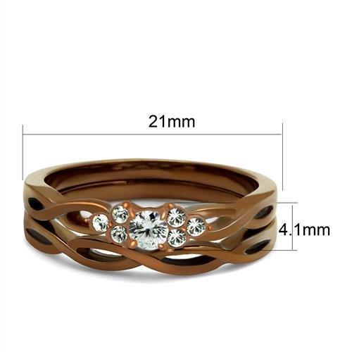 TK2963 - IP Coffee light Stainless Steel Ring with AAA Grade CZ  in Clear-1