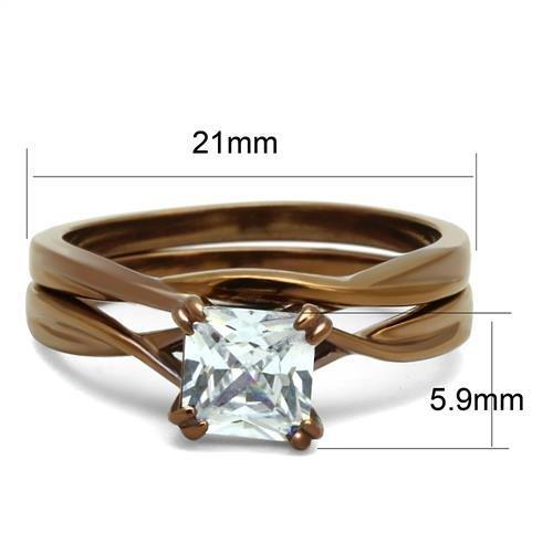 TK2964 - IP Coffee light Stainless Steel Ring with AAA Grade CZ  in Clear-1