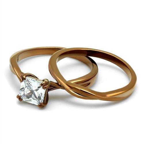 TK2964 - IP Coffee light Stainless Steel Ring with AAA Grade CZ  in Clear-4