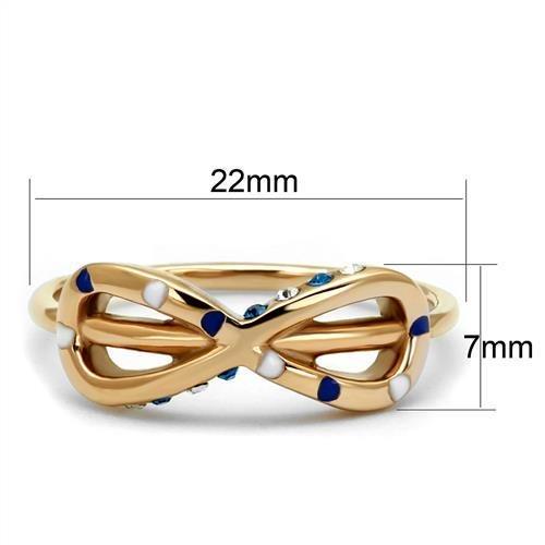 TK2966 - IP Rose Gold(Ion Plating) Stainless Steel Ring with Top Grade Crystal  in Sapphire-1