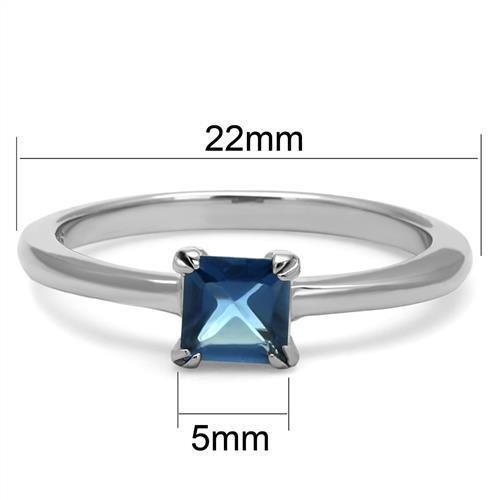TK2979 - High polished (no plating) Stainless Steel Ring with Synthetic Synthetic Glass in Montana-1
