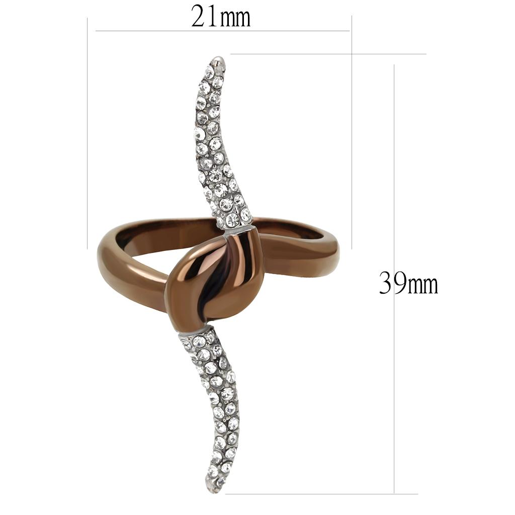 TK2991 - Two Tone IP Light Brown (IP Light coffee) Stainless Steel Ring with Top Grade Crystal  in Clear-1
