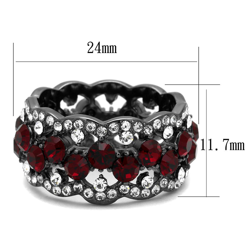 TK2993 - IP Light Black  (IP Gun) Stainless Steel Ring with Top Grade Crystal  in Siam-1