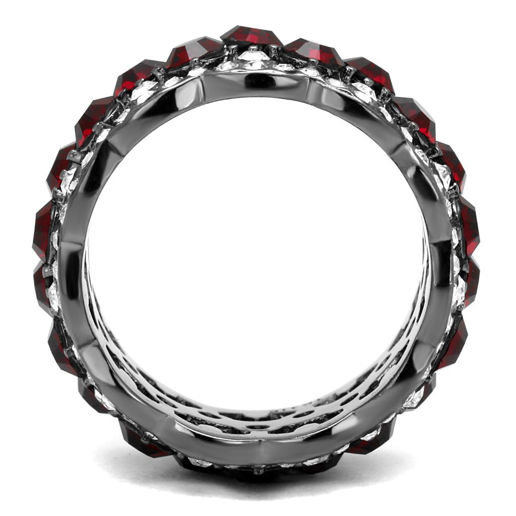 TK2993 - IP Light Black  (IP Gun) Stainless Steel Ring with Top Grade Crystal  in Siam-2