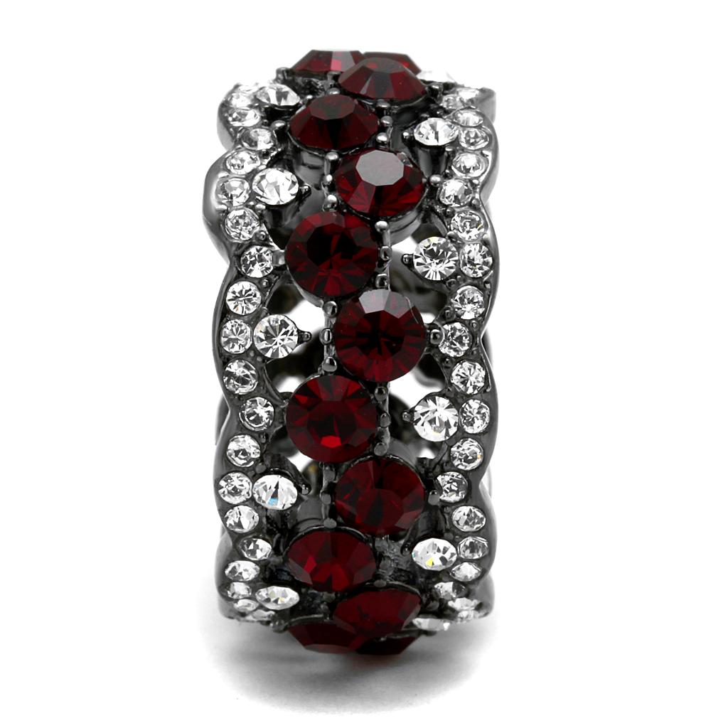 TK2993 - IP Light Black  (IP Gun) Stainless Steel Ring with Top Grade Crystal  in Siam-3