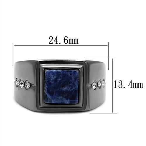 TK3006 - IP Light Black  (IP Gun) Stainless Steel Ring with Blue Sand  in Montana-1