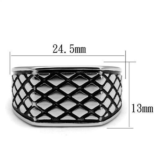 TK3009 - High polished (no plating) Stainless Steel Ring with Epoxy  in Jet-1