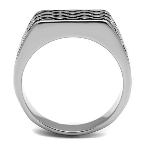 TK3009 - High polished (no plating) Stainless Steel Ring with Epoxy  in Jet-2