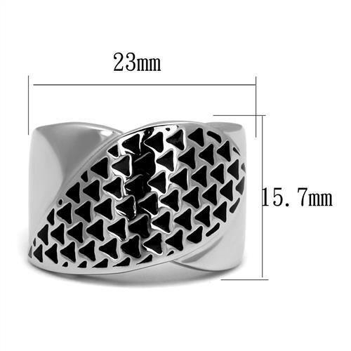 TK3010 - High polished (no plating) Stainless Steel Ring with Epoxy  in Jet-1