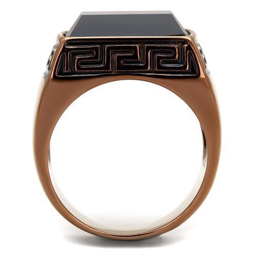 TK3014 - IP Coffee light Stainless Steel Ring with Synthetic Onyx in Jet-2