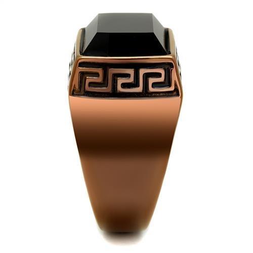 TK3014 - IP Coffee light Stainless Steel Ring with Synthetic Onyx in Jet-3
