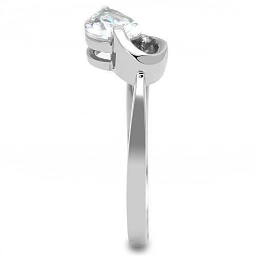 TK3022 - High polished (no plating) Stainless Steel Ring with AAA Grade CZ  in Clear-4