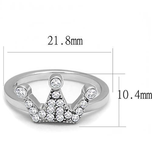 TK3024 - High polished (no plating) Stainless Steel Ring with AAA Grade CZ  in Clear-1