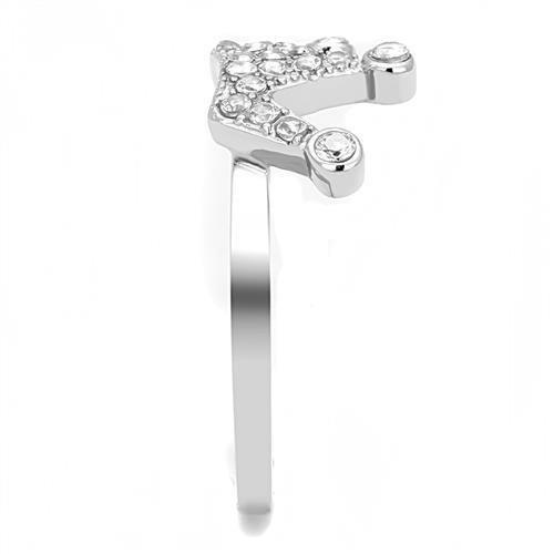 TK3024 - High polished (no plating) Stainless Steel Ring with AAA Grade CZ  in Clear-3