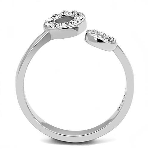 TK3025 - High polished (no plating) Stainless Steel Ring with Top Grade Crystal  in Clear-2