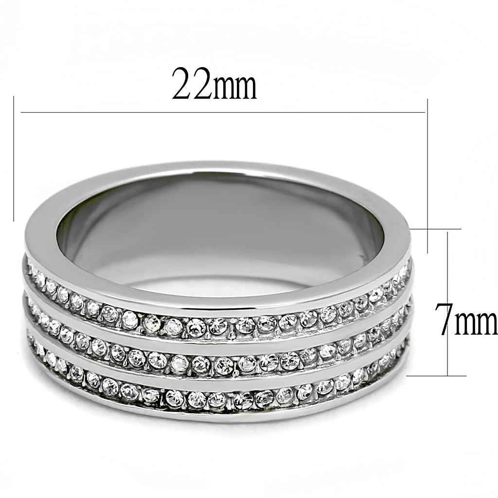 TK3028 - High polished (no plating) Stainless Steel Ring with Top Grade Crystal  in Clear-1
