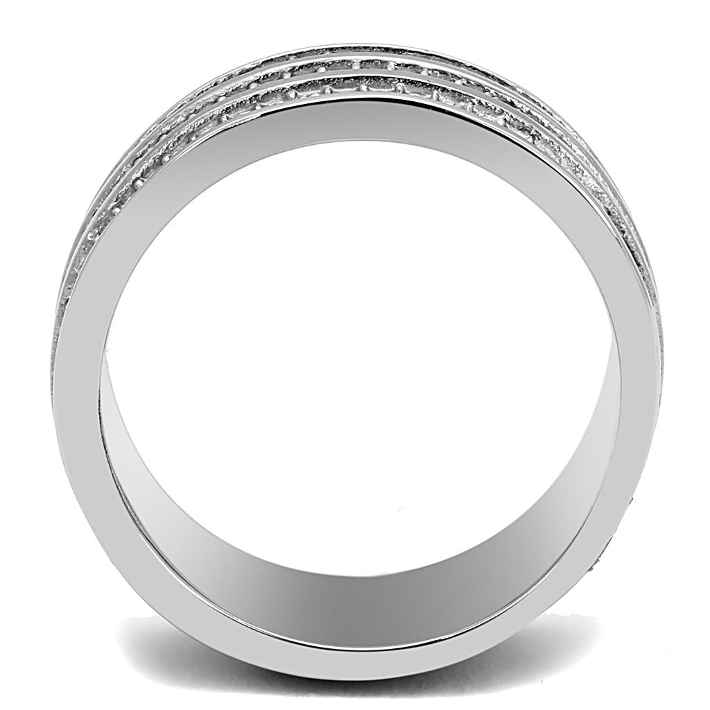 TK3028 - High polished (no plating) Stainless Steel Ring with Top Grade Crystal  in Clear-2