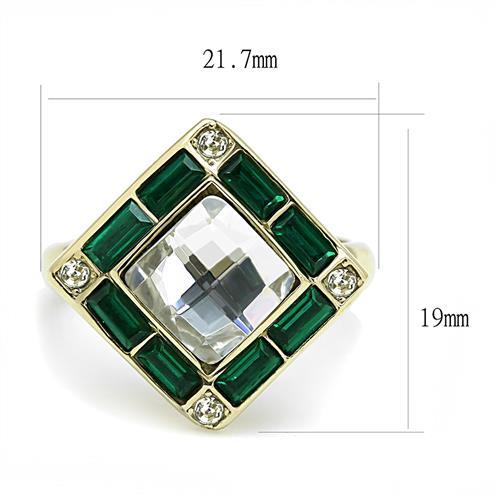 TK3036 - IP Gold(Ion Plating) Stainless Steel Ring with Synthetic Synthetic Glass in Clear-1