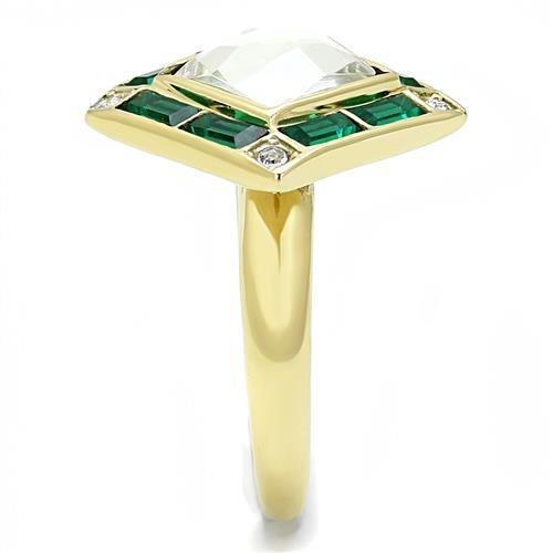 TK3036 - IP Gold(Ion Plating) Stainless Steel Ring with Synthetic Synthetic Glass in Clear-3