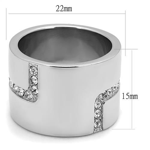 TK3040 - High polished (no plating) Stainless Steel Ring with Top Grade Crystal  in Clear-1