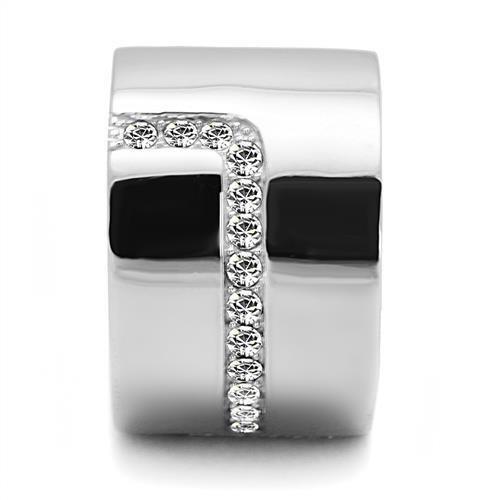 TK3040 - High polished (no plating) Stainless Steel Ring with Top Grade Crystal  in Clear-3