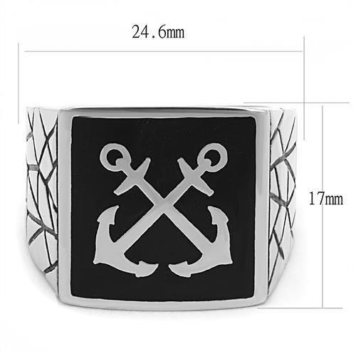 TK3041 - High polished (no plating) Stainless Steel Ring with Epoxy  in Jet-1