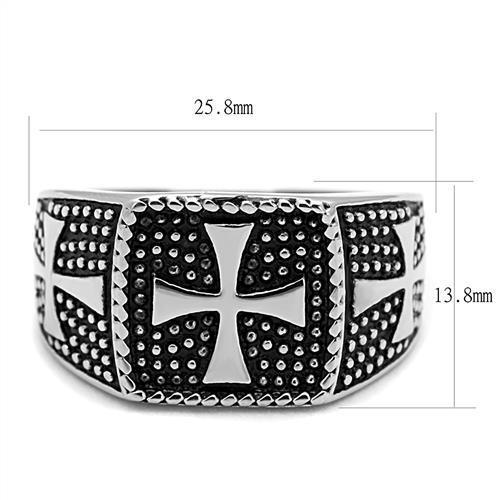 TK3045 - High polished (no plating) Stainless Steel Ring with Epoxy  in Jet-1