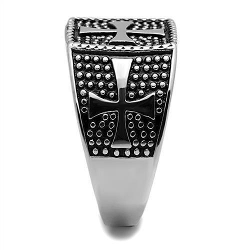 TK3045 - High polished (no plating) Stainless Steel Ring with Epoxy  in Jet-3