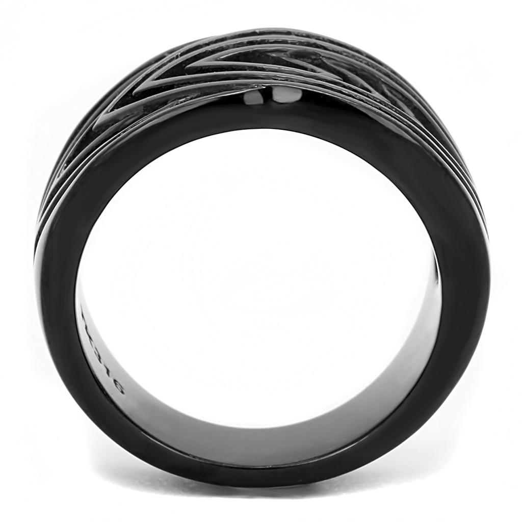 TK3060 - IP Black(Ion Plating) Stainless Steel Ring with No Stone-2