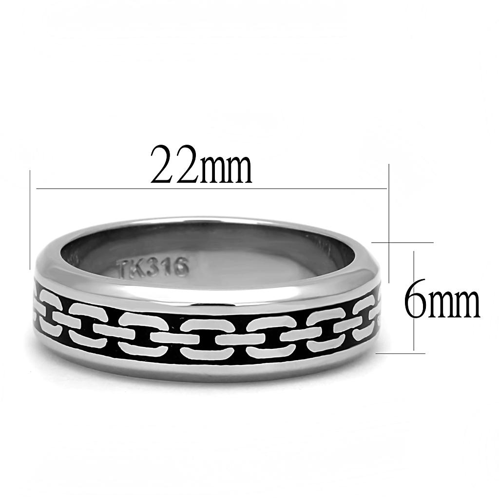 TK3061 - High polished (no plating) Stainless Steel Ring with Epoxy  in Jet-1