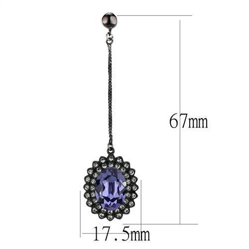 TK3073 - IP Black(Ion Plating) Stainless Steel Earrings with Top Grade Crystal  in Tanzanite-1