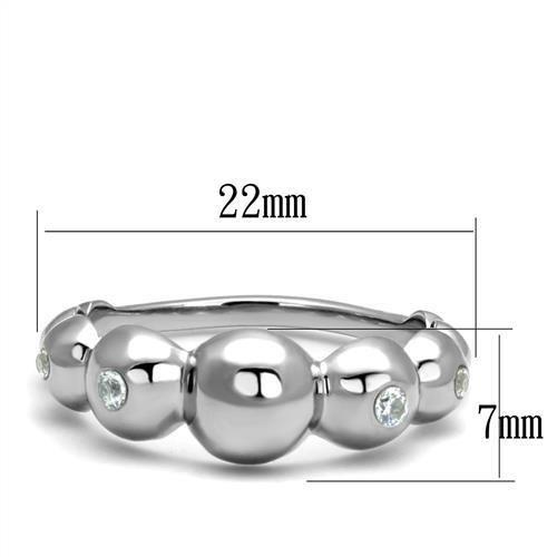 TK3087 - High polished (no plating) Stainless Steel Ring with AAA Grade CZ  in Clear-1