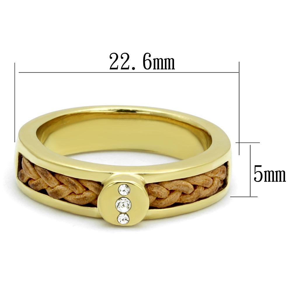 TK3096 - IP Gold(Ion Plating) Stainless Steel Ring with Top Grade Crystal  in Clear-1