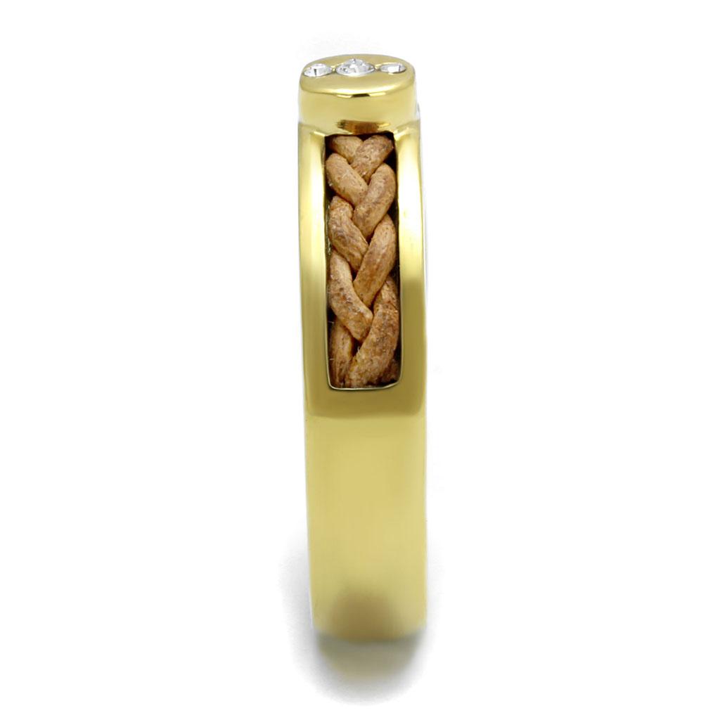 TK3096 - IP Gold(Ion Plating) Stainless Steel Ring with Top Grade Crystal  in Clear-3