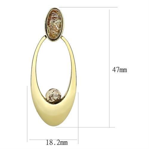 TK3101 - IP Gold(Ion Plating) Stainless Steel Earrings with Semi-Precious Oligoclase in Multi Color-1