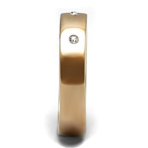 TK3107 - IP Rose Gold(Ion Plating) Stainless Steel Ring with Top Grade Crystal  in Clear-3
