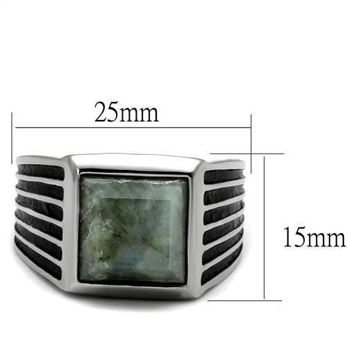 TK3113 - High polished (no plating) Stainless Steel Ring with Synthetic Twinkling in Gray-1