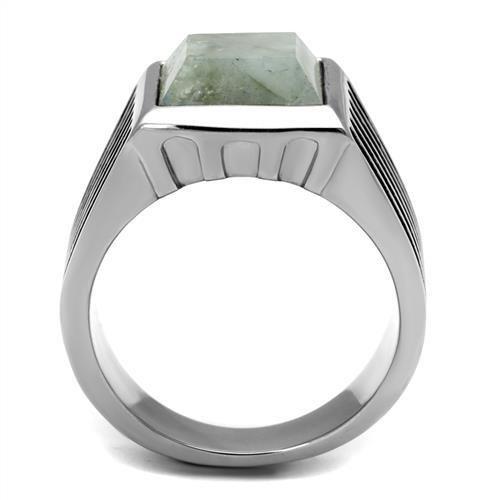TK3113 - High polished (no plating) Stainless Steel Ring with Synthetic Twinkling in Gray-2