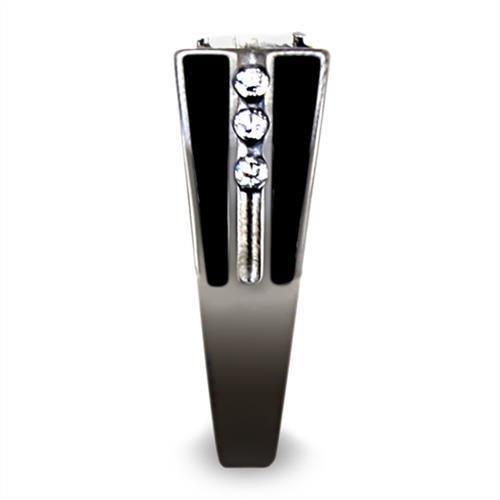 TK3116 - Two-Tone IP Black Stainless Steel Ring with AAA Grade CZ  in Clear-3