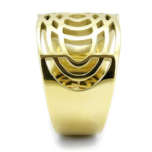 TK3119 - IP Gold(Ion Plating) Stainless Steel Ring with No Stone-3