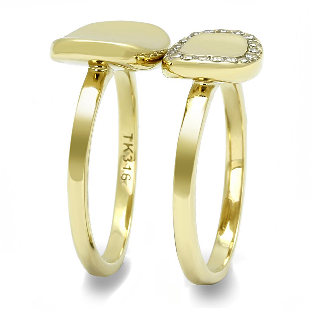 TK3121 - IP Gold(Ion Plating) Stainless Steel Ring with AAA Grade CZ  in Clear-3