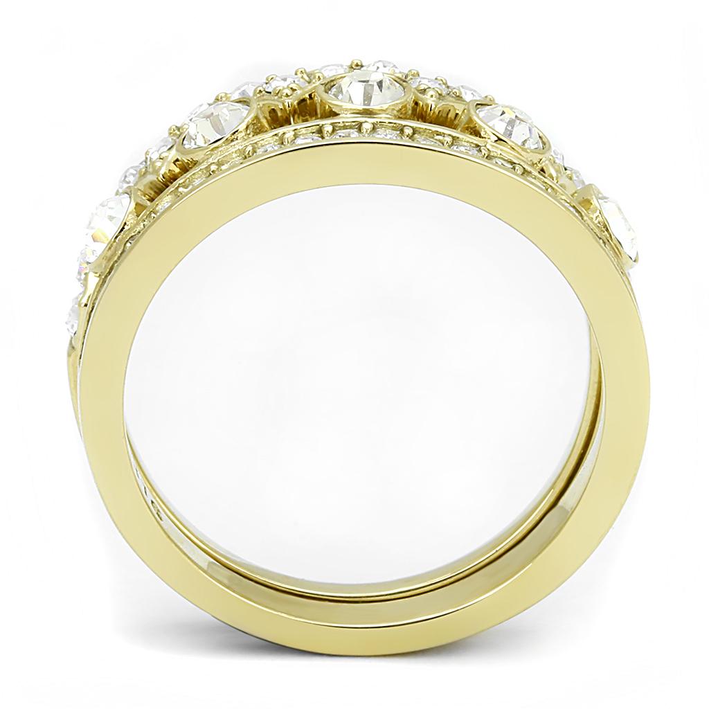TK3123 - IP Gold(Ion Plating) Stainless Steel Ring with Top Grade Crystal  in Clear-2