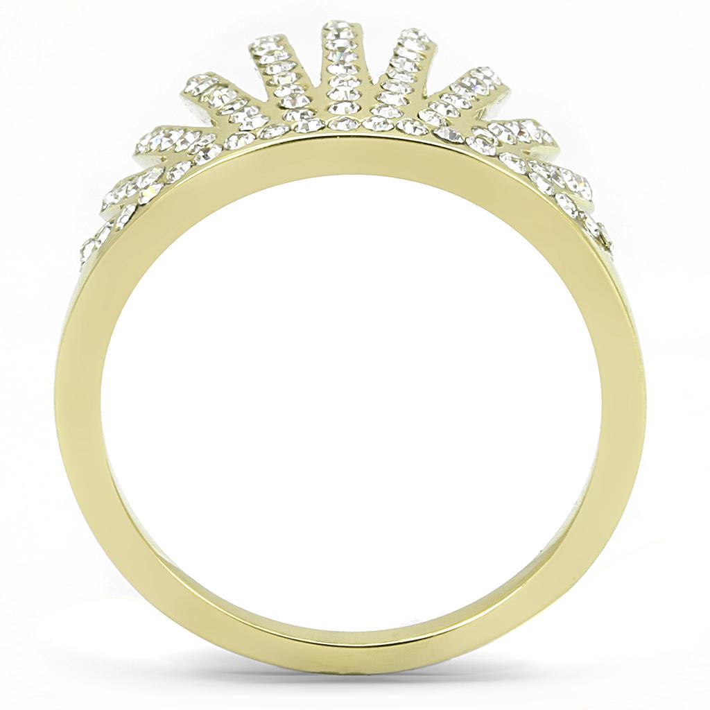 TK3128 - IP Gold(Ion Plating) Stainless Steel Ring with Top Grade Crystal  in Clear-2