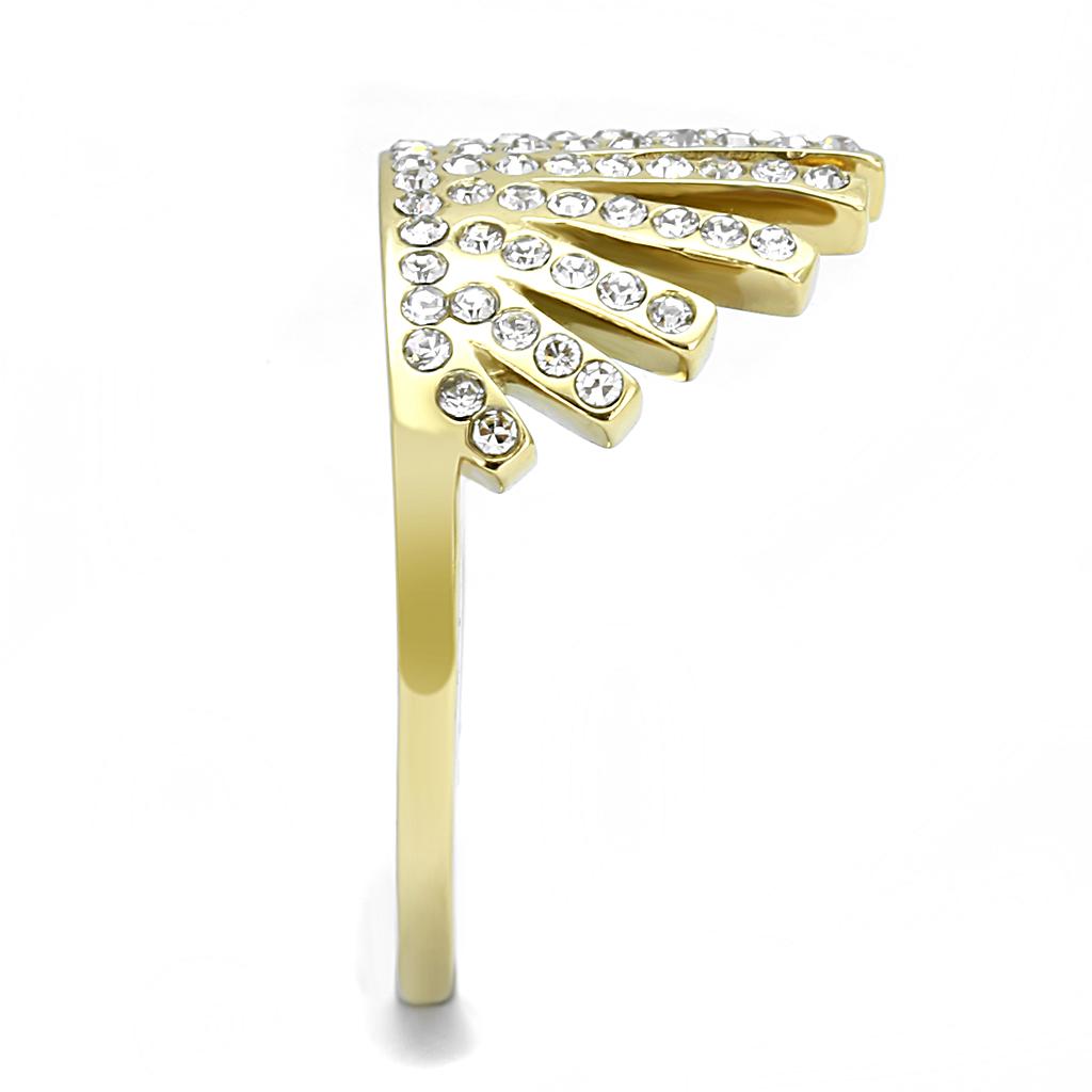 TK3128 - IP Gold(Ion Plating) Stainless Steel Ring with Top Grade Crystal  in Clear-3