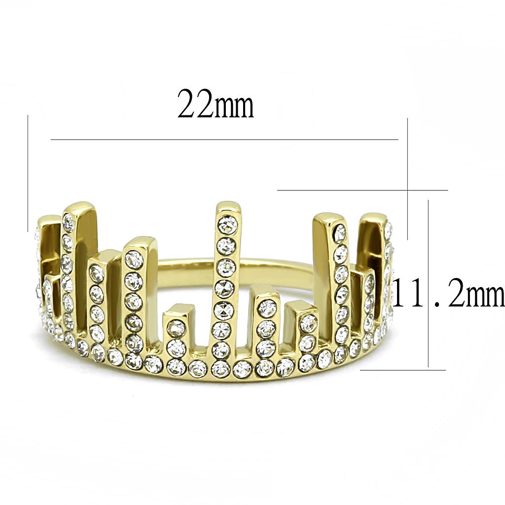 TK3129 - IP Gold(Ion Plating) Stainless Steel Ring with Top Grade Crystal  in Clear-1